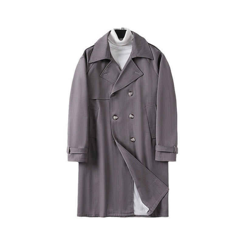 Herren Midilanger Oversize-Trenchcoat mit doppelter Knopfreihe und Schulterklappen Echoarchiv