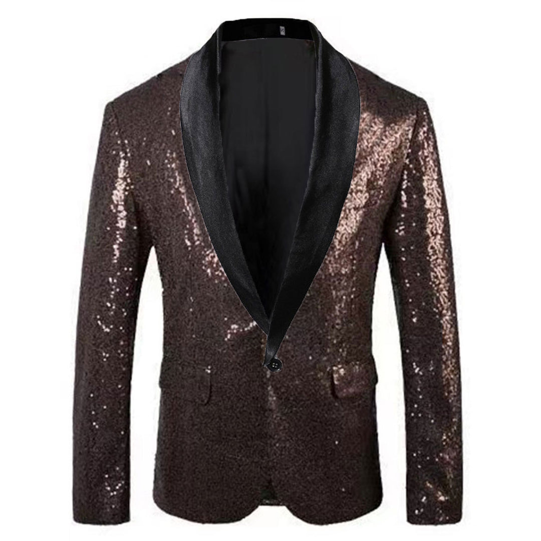 Herren Pailletten Blazer mit elegantem Revers und Slim-Fit-Schnitt Echoarchiv