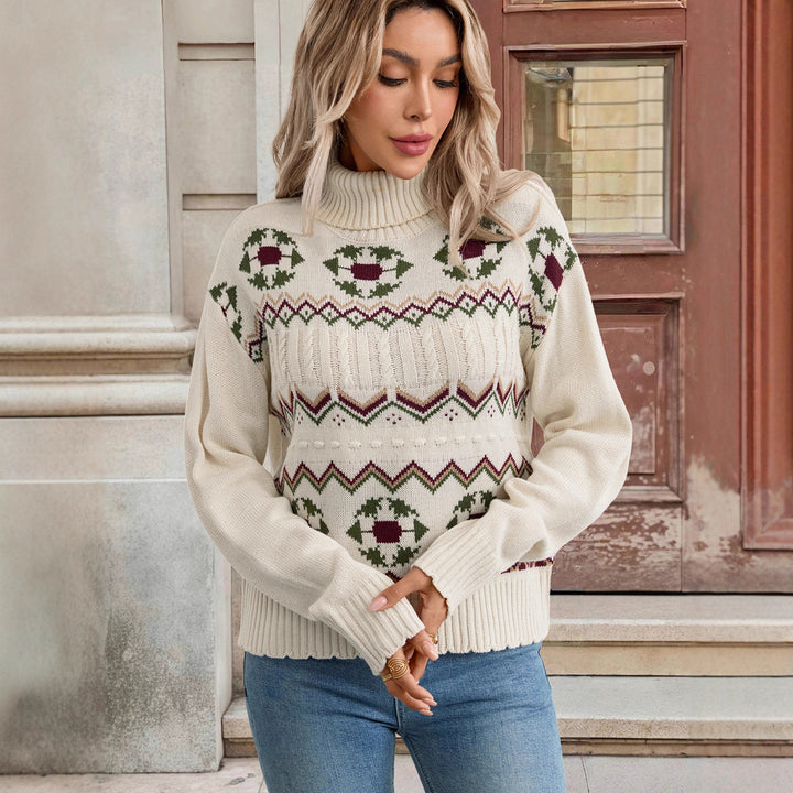 Damen Gemusterter Rollkragenpullover Echo Archiv