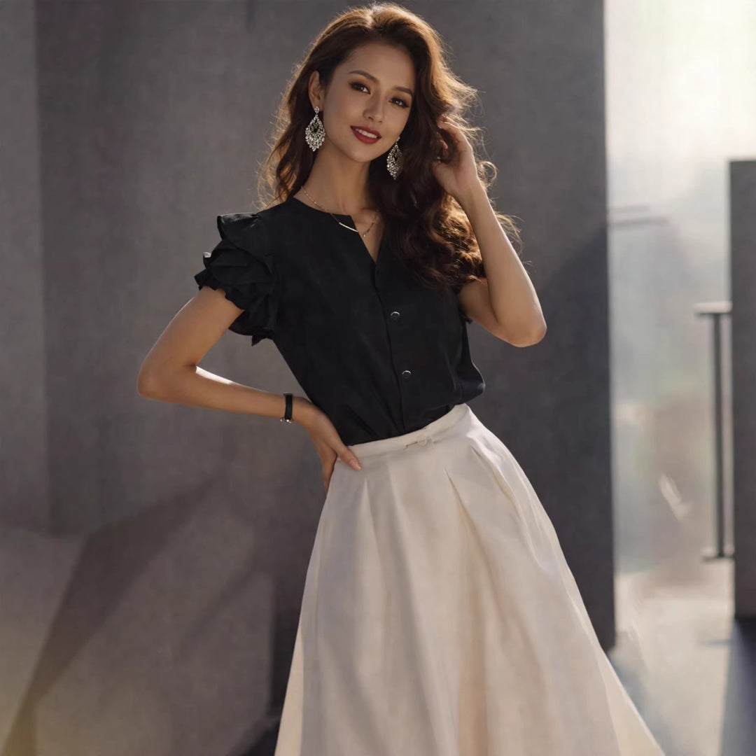 Damen Elegante Bluse mit Rüschendetails im schlichten Design Echo Archiv