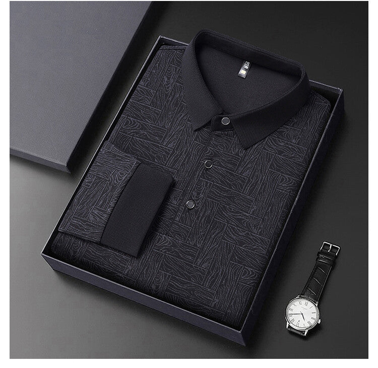 Herren elegante Langarmbluse mit strukturiertem Design Echoarchiv