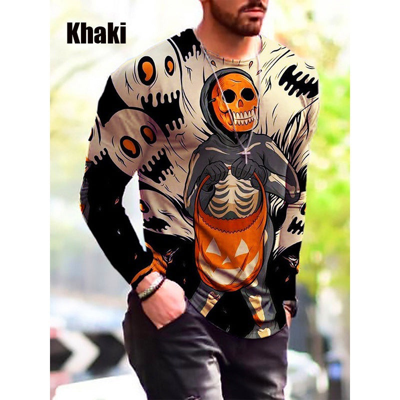 Herren Langarmshirt mit kreativem Halloween-Motiv Echoarchiv