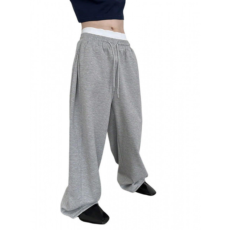Damen nan weite Oversize Jogginghose mit tiefem Schritt, elastischem Bund und Kordelzug Echo Archiv