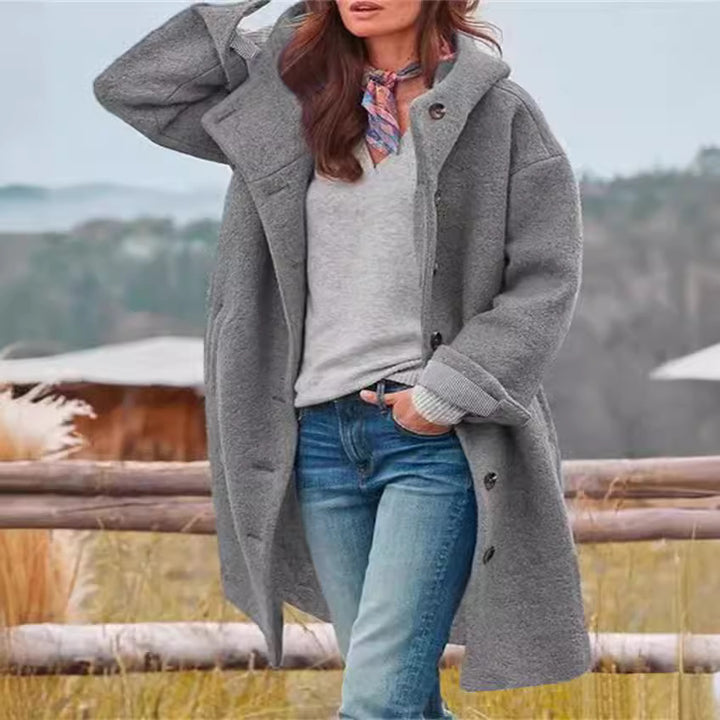 Damen Oversize Teddy-Mantel mit Knopfleiste und großem Revers Echoarchiv