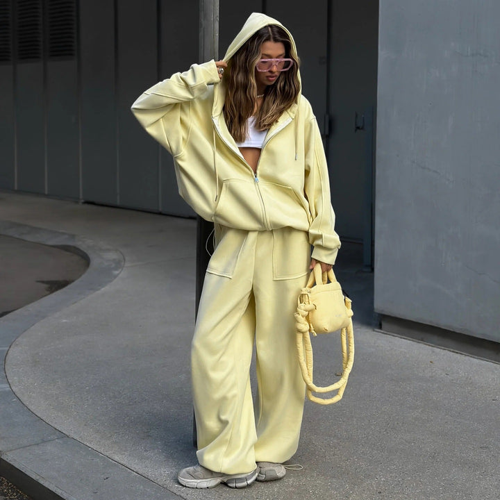 Damen nan oversized Kapuzenjacke mit Reißverschluss und Kängurutasche Echo Archiv