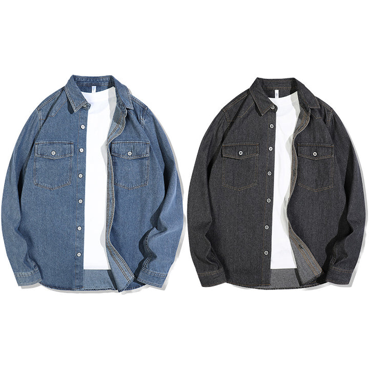 Herren Lockeres Denim-Overshirt mit aufgesetzten Brusttaschen und durchgehender Knopfleiste Echo Archiv