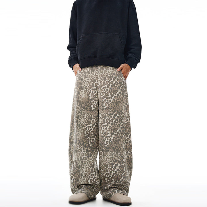 Damen Weite Leoparden-Print Palazzohose aus fließendem Viskose-Mix Echo Archiv