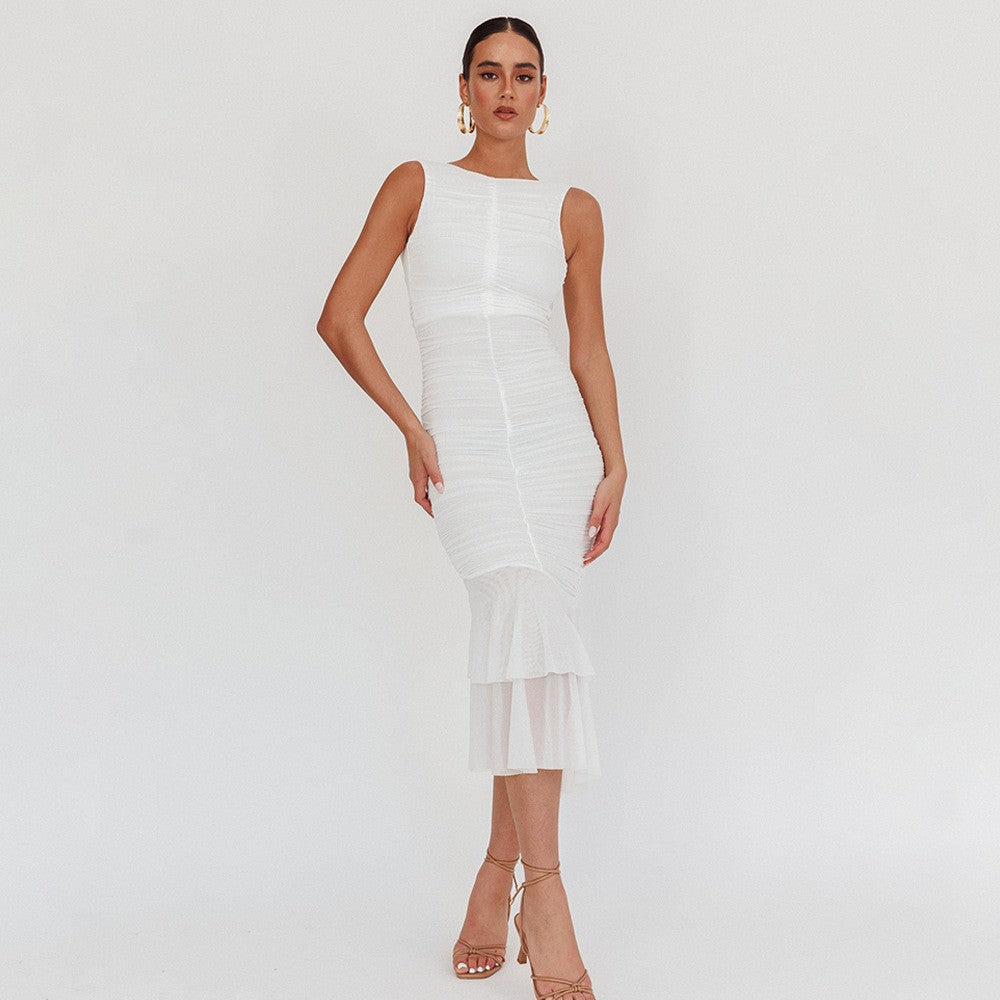 Damen Elegantes Maxikleid mit Rüschendetails Echo Archiv