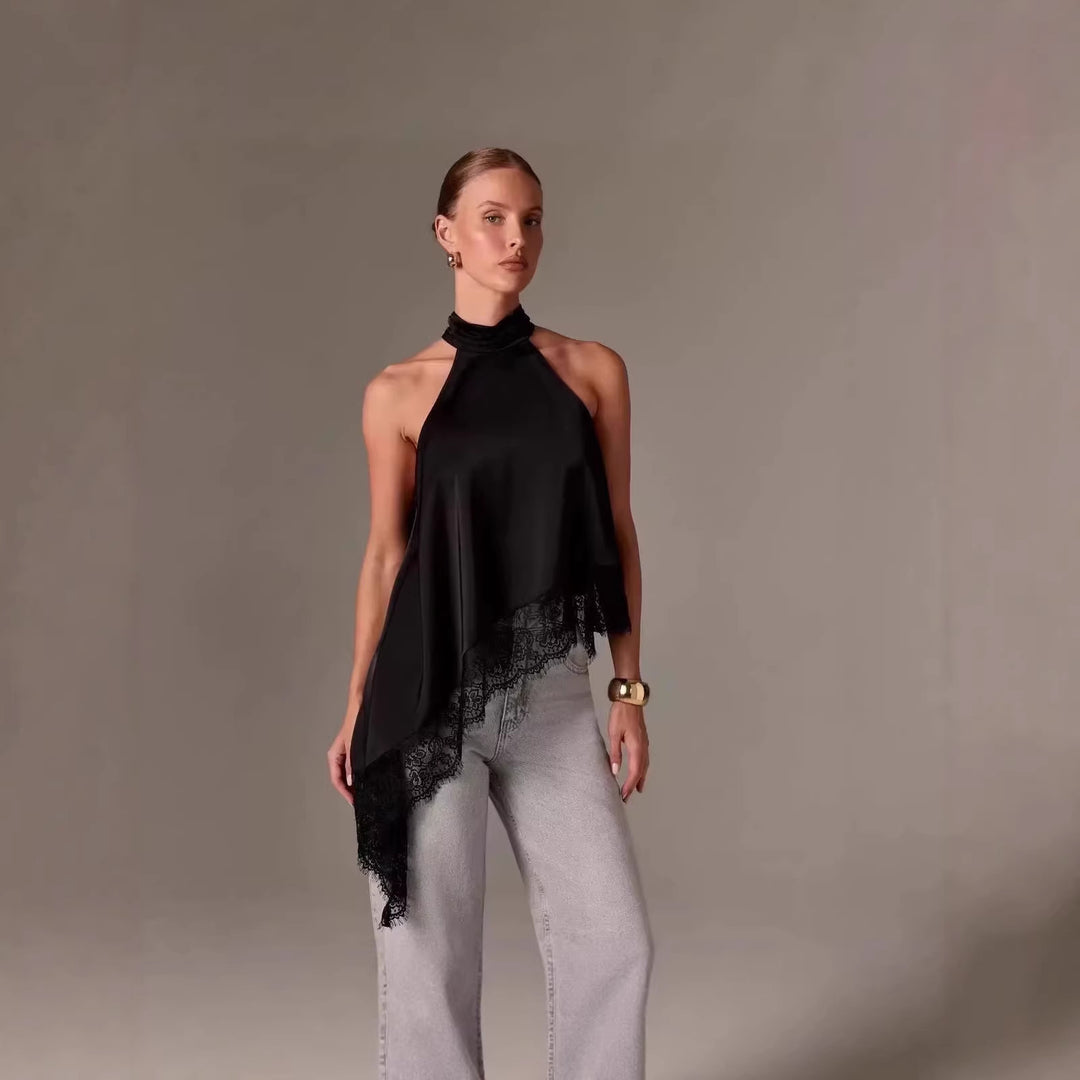 Damen luftiges Chiffon-Top mit eleganter Spitzenverzierung Echo Archiv