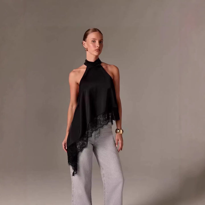 Damen luftiges Chiffon-Top mit eleganter Spitzenverzierung Echo Archiv