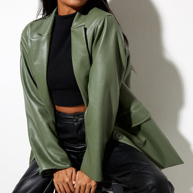 Eleganter Blazer aus Kunstleder – Célinea