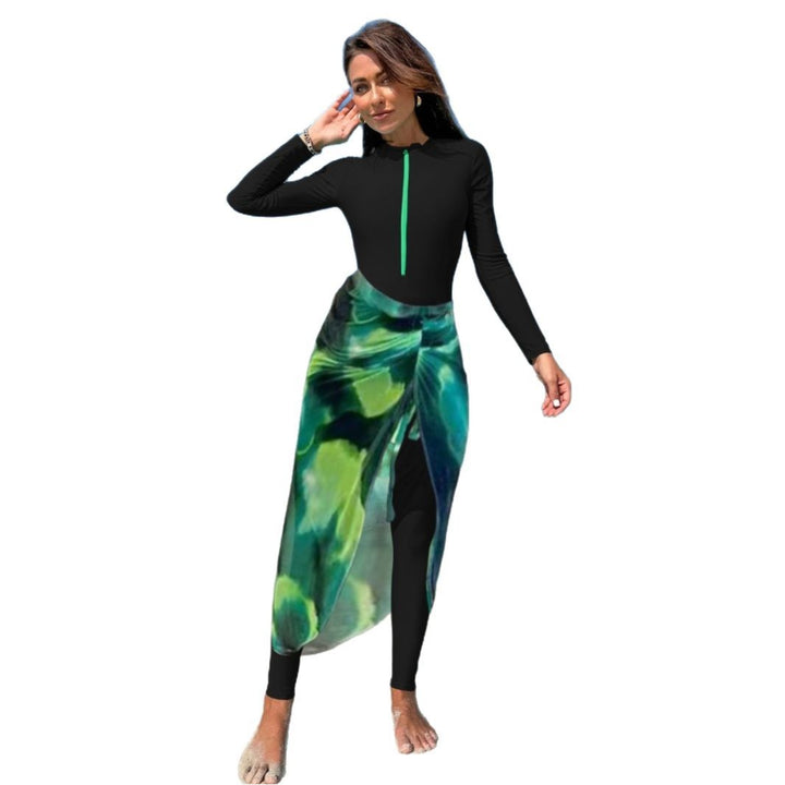 Damen Sportlicher Langarm-Schwimmanzug mit Wickeldesign Echo Archiv