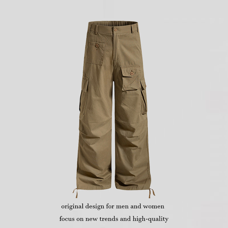Damen weite Cargo-Hose im Utility-Stil mit Multifunktions-Taschen und Saum-Tunnelzug Echoarchiv
