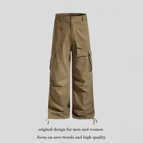 Damen weite Cargo-Hose im Utility-Stil mit Multifunktions-Taschen und Saum-Tunnelzug Echoarchiv