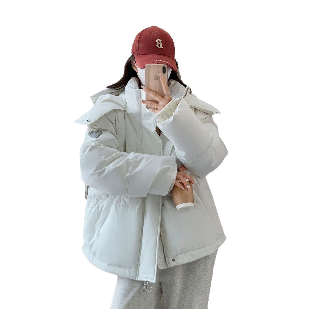 Damen nan oversized gesteppte Kurzjacke mit Kapuze, winddichter Fütterung und übergroßem Kragen Echo Archiv