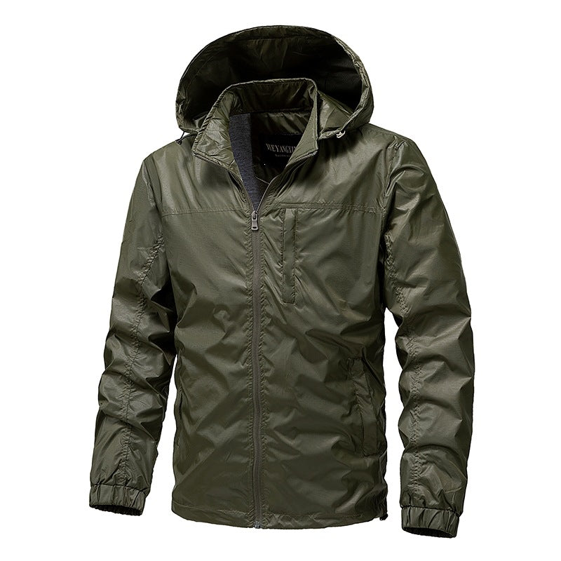 Herren Leichte wasserabweisende Kapuzen‑Windjacke mit Thermofutter & Brusttasche Echoarchiv