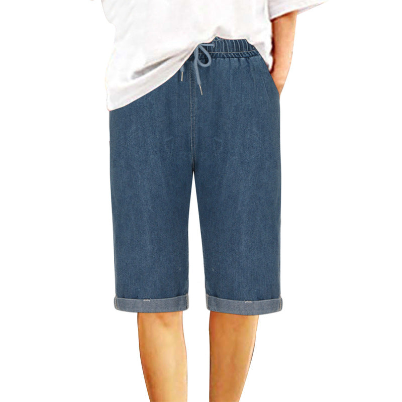 Damen Denim-Shorts mit elastischem Bund und lässigem Schnitt Echo Archiv