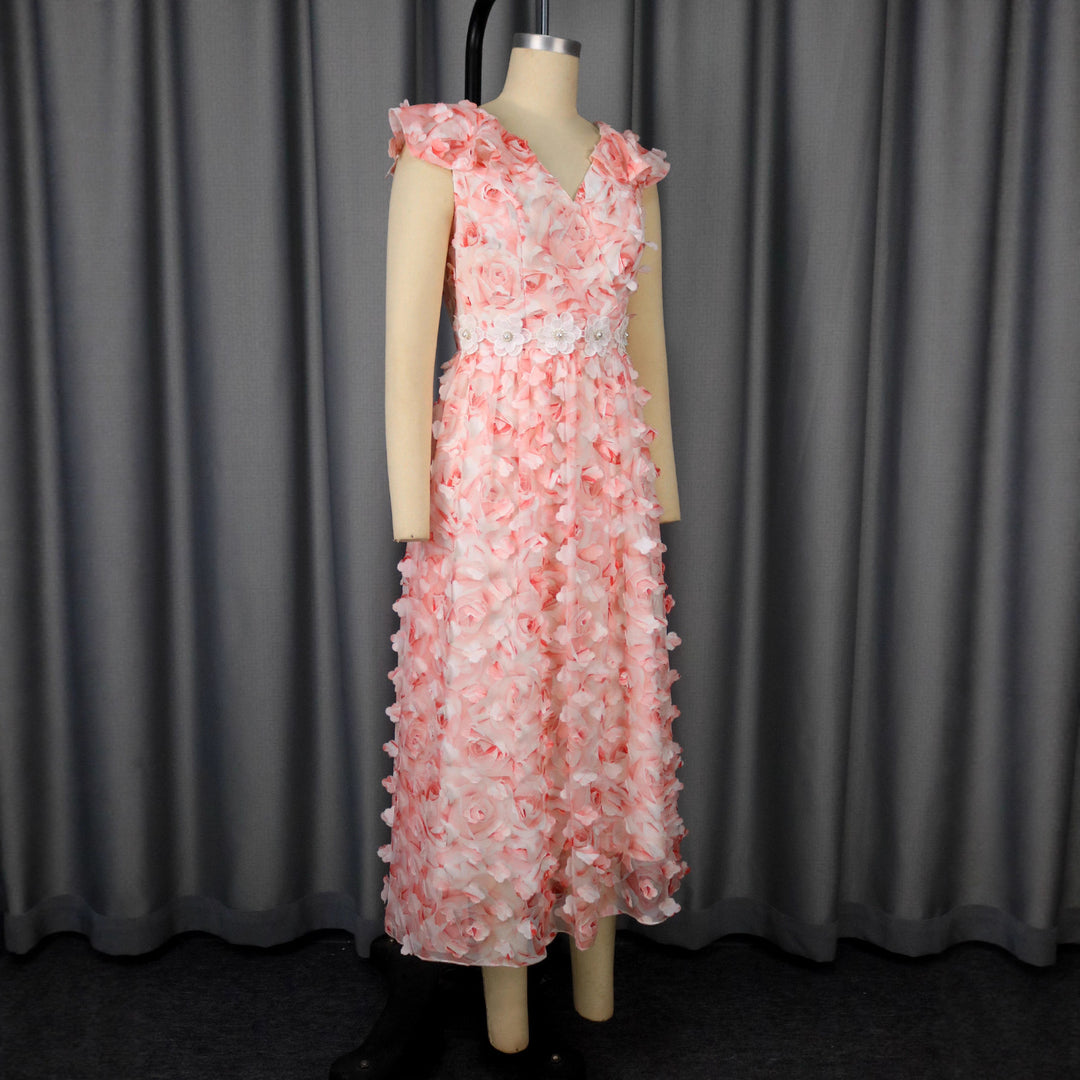 Damen Elegantes Maxikleid mit floralen Rüschen Echo Archiv