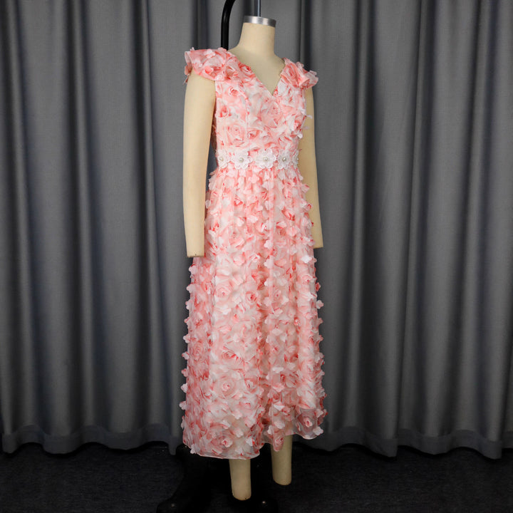 Damen Elegantes Maxikleid mit floralen Rüschen Echo Archiv