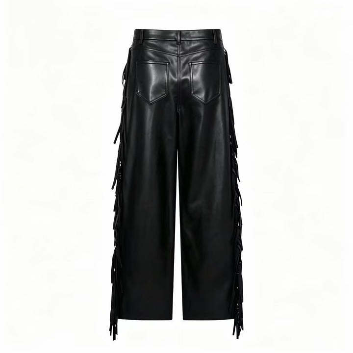 Damen Weite Kunstleder-Culotte mit seitlichen Fransen Echo Archiv