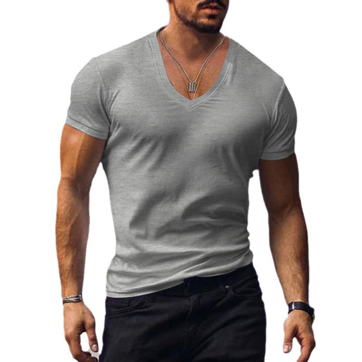 Herren lässiges V-Ausschnitt T-Shirt Echoarchiv