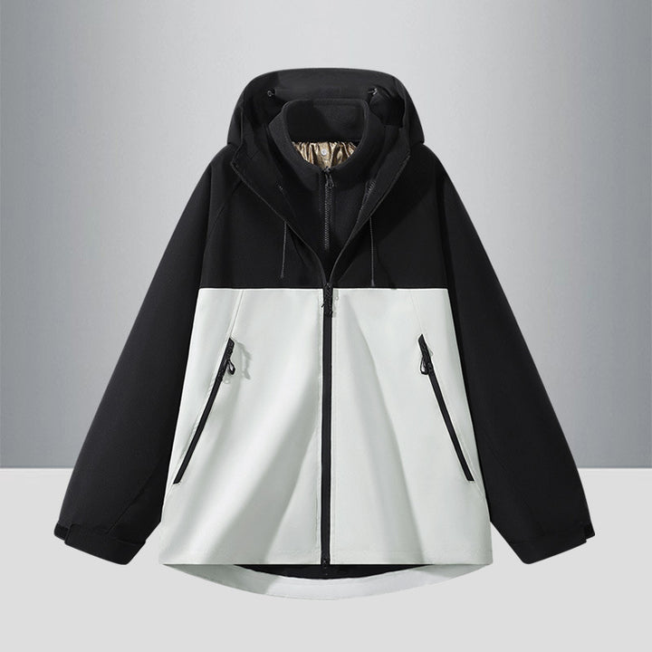 Herren Zweifarbige Softshell-Hybridjacke mit Kapuze, verlängerter Rücken und wasserabweisenden Reißverschlüssen Echo Archiv