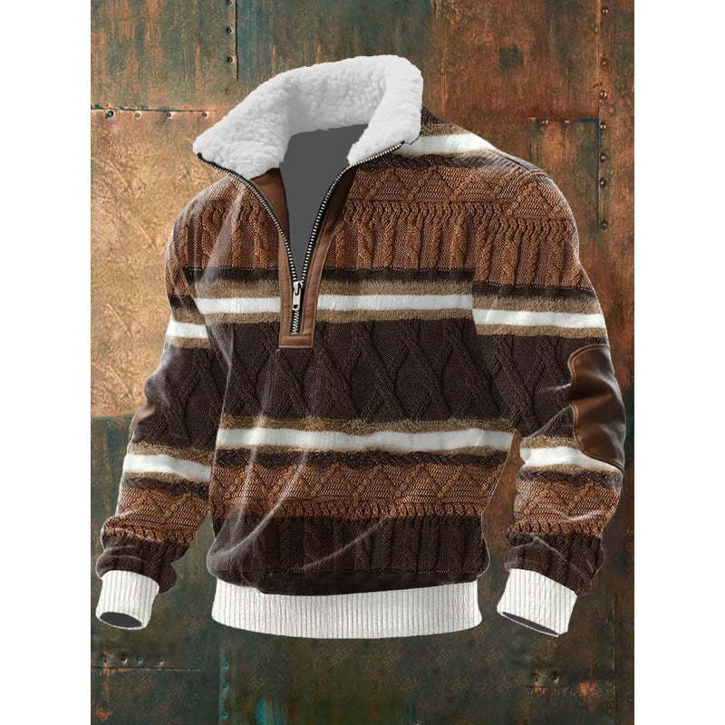 Herren Urbaner Fleece Pullover mit Baum-Motiv Echoarchiv