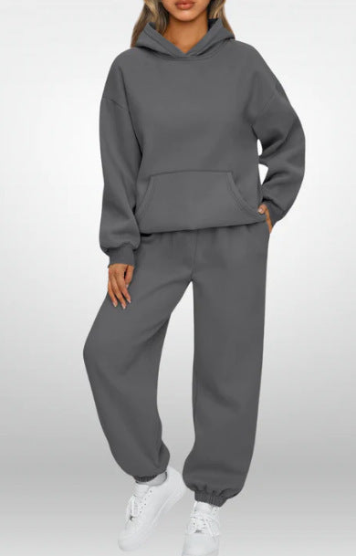 Damen nan oversized Kapuzen-Loungewear-Set mit Kängurutasche und elastischem Knöchelabschluss Echo Archiv