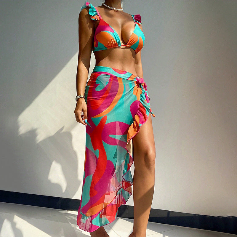 Damen Buntes Bikiniset mit Pareo Echo Archiv
