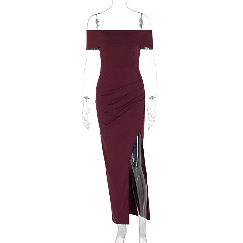 Damen Off-Shoulder Kleid mit figurformendem Schnitt und hohem Schlitz Echo Archiv