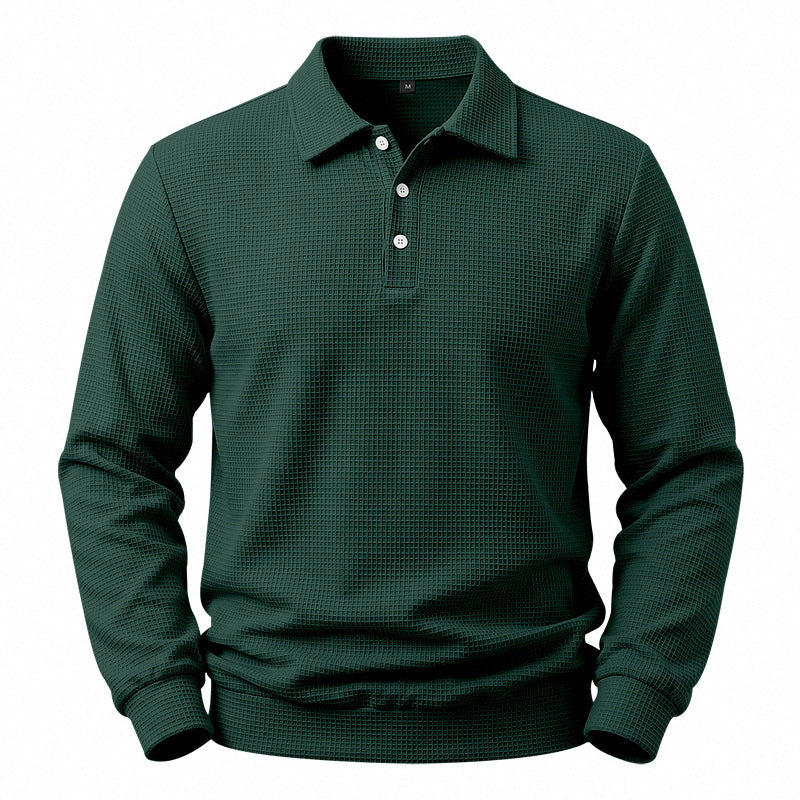 Herren Langarm-Poloshirt mit Waffelstruktur und Baumwollmix Echoarchiv