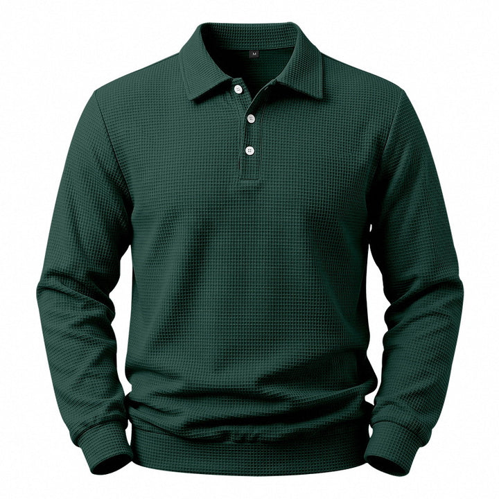 Herren Langarm-Poloshirt mit Waffelstruktur und Baumwollmix Echoarchiv