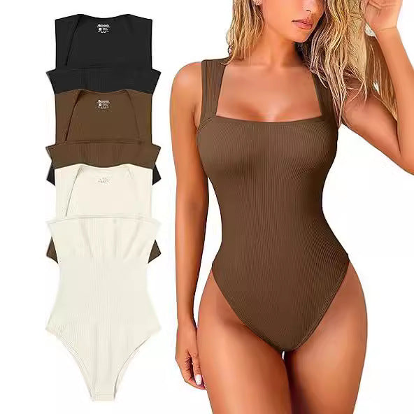 Damen Figurbetonter Bodysuit aus strukturiertem Ribstoff Echo Archiv
