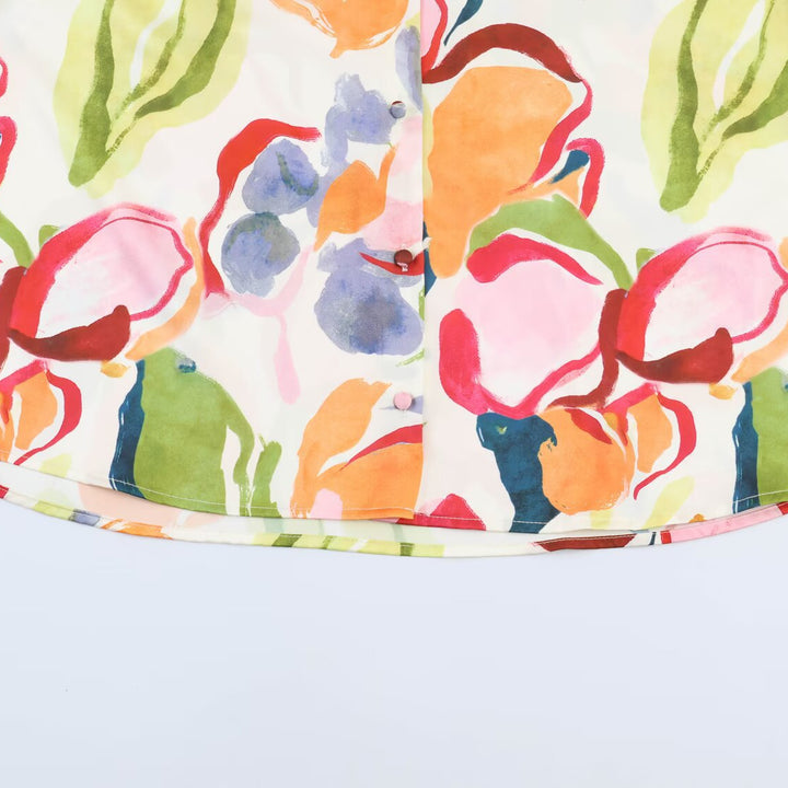 Damen Locker geschnittene Hemdbluse mit Aquarell-Print und Kentkragen Echo Archiv