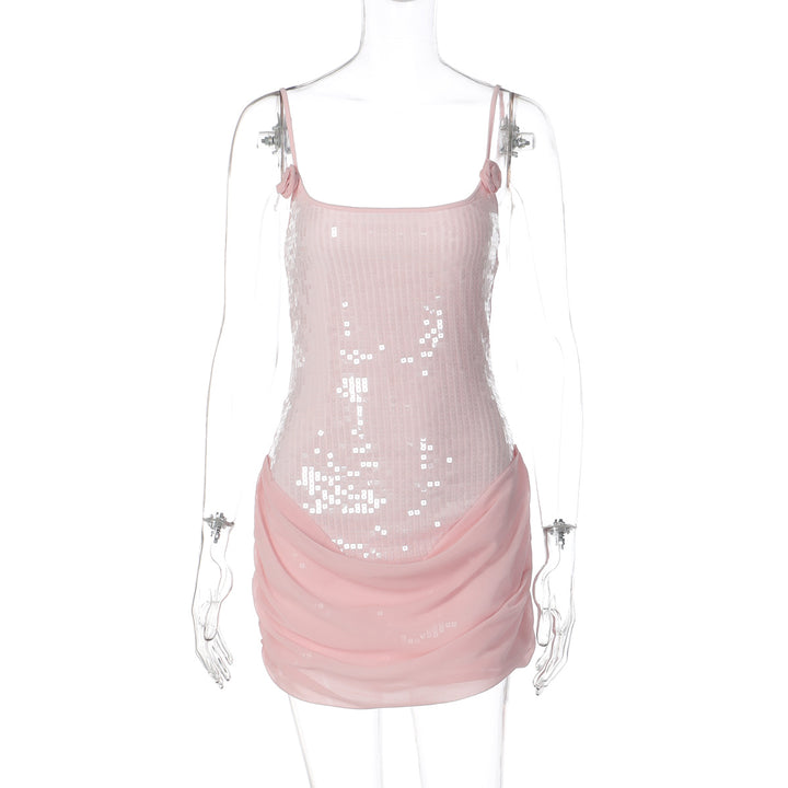 Damen Elegantes Minikleid mit Pailletten und Raffungen Echo Archiv