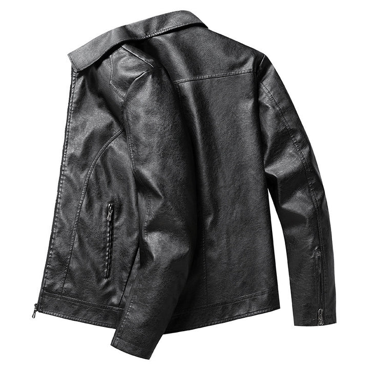 Herren schlanker Kunstleder-Fliegerblouson mit Hemdkragen und ergonomischen Nahtdetails Echoarchiv