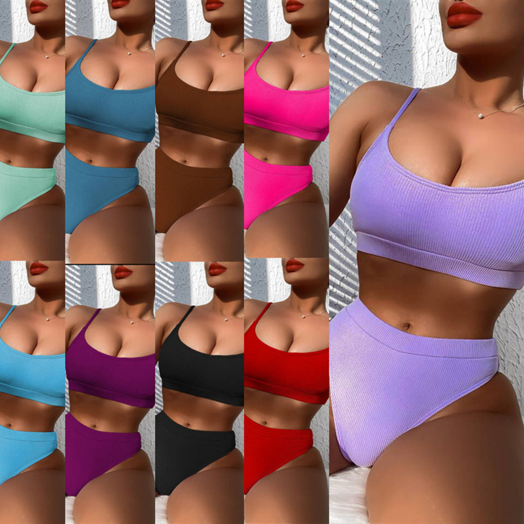 Damen Hochtailliertes Ripp-Bikini-Set Echo Archiv