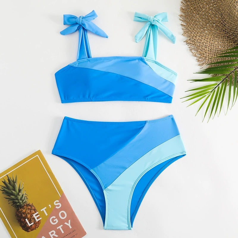 Damen Bikini-Set mit verspielten Schleifen und modernem Farbblockdesign Echo Archiv
