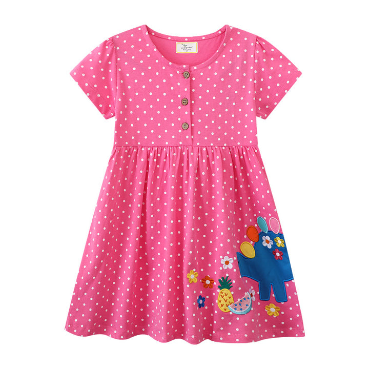 Mädchen kurzärmeliges Kleid mit buntem Aufdruck Echo Archiv