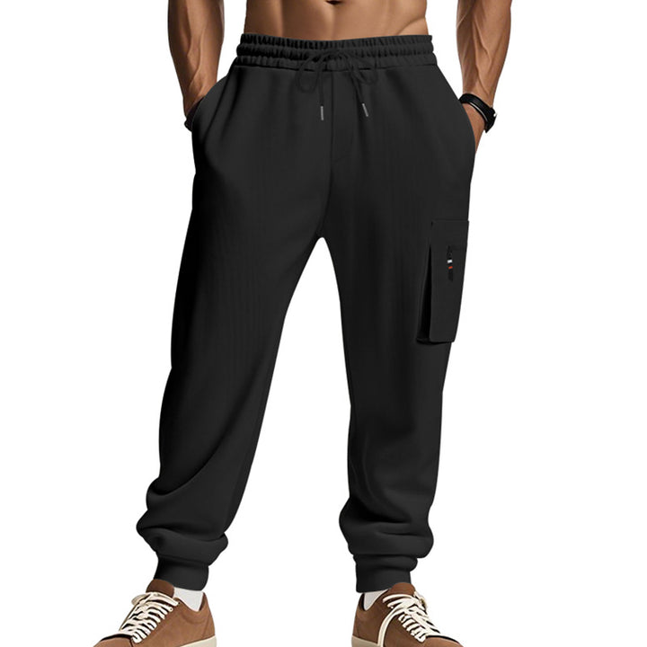 Herren Cargo-Jogginghose mit Reißverschluss-Cargotasche, elastischem Bund und geripptem Saum – Bravaro
