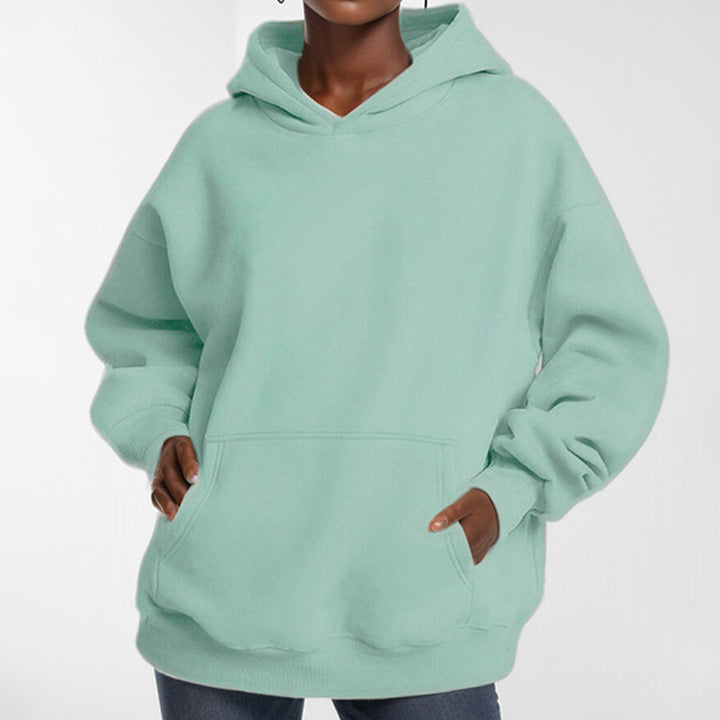 Damen nan extralanges Oversize Kapuzen-Sweatshirt mit Kängurutasche, weichem Fleece-Innenfutter und überschnittener Schulter Echo Archiv