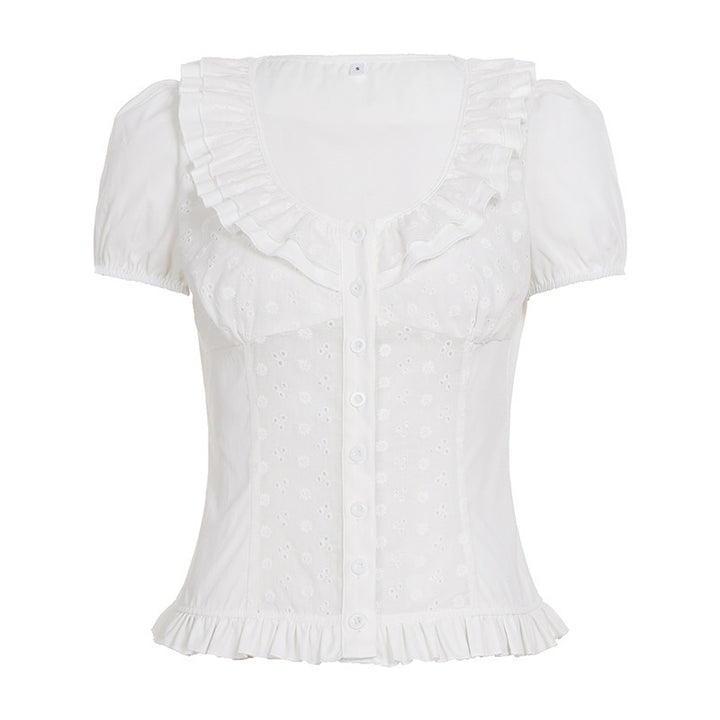 Damen Rüschenshirt mit floralem Design und voluminösen Ärmeln Echo Archiv