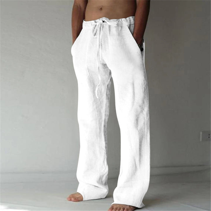 Herren lässige Leinen-Hose mit elastischem Bund und praktischen Seitentaschen Echoarchiv