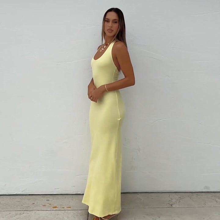 Damen elegantes Maxikleid mit tiefem V-Ausschnitt und figurbetonter Silhouette Echo Archiv