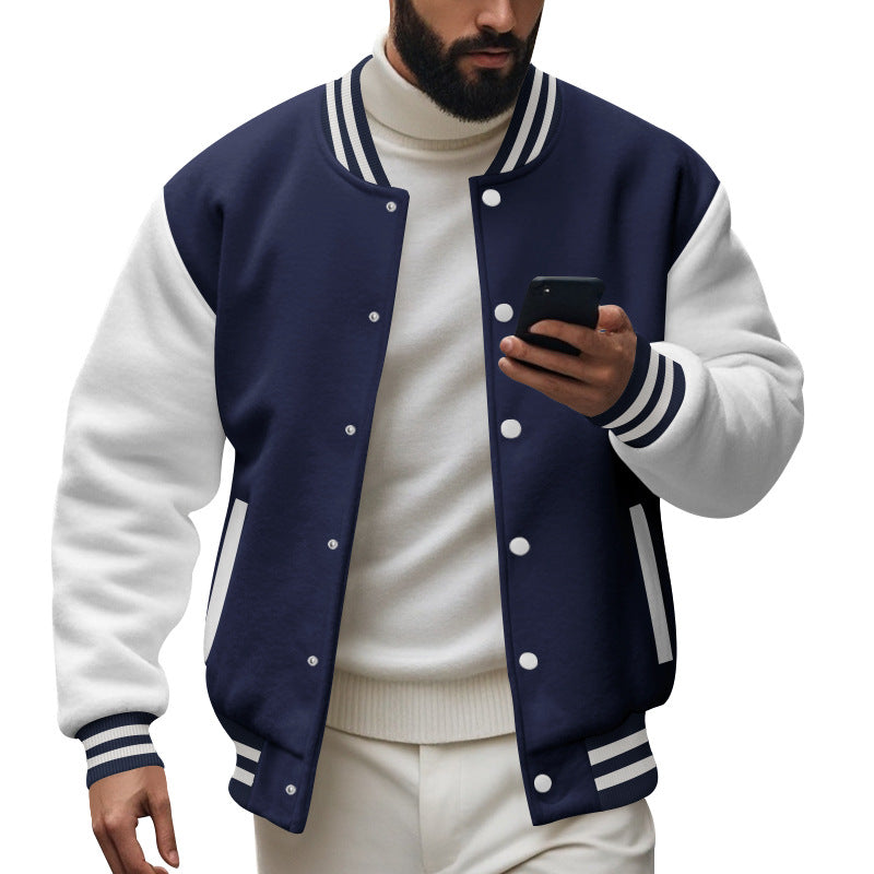 Herren nan College-Baseballjacke im Varsity-Stil mit Rippbündchen und Druckknopfleiste Echo Archiv