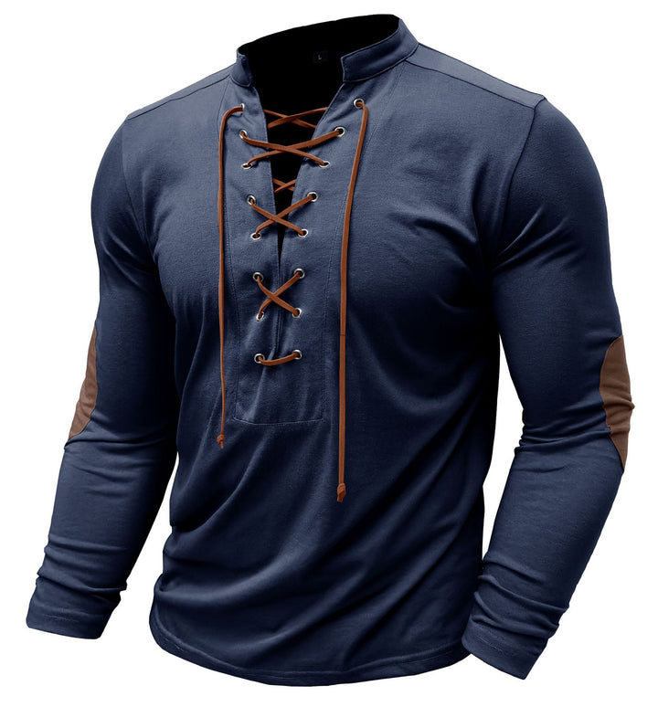 Herren Langarmshirt mit modischem Lacing-Design und Kontrast-Details Echoarchiv