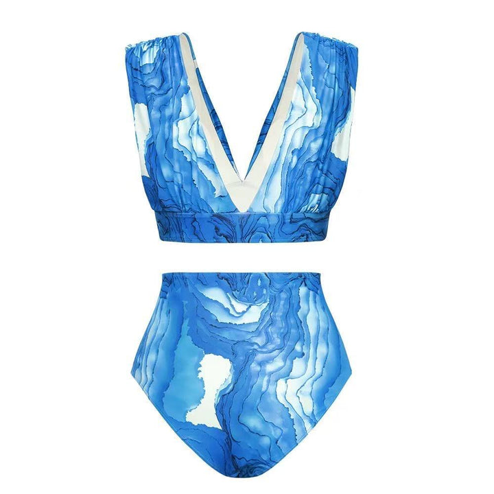 Damen Badeset mit tiefem V-Ausschnitt und elegantem Wickelrock Echo Archiv