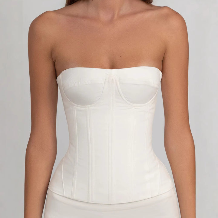 Damen figurbetontes Korsettkleid mit Rüschensaum Echo Archiv