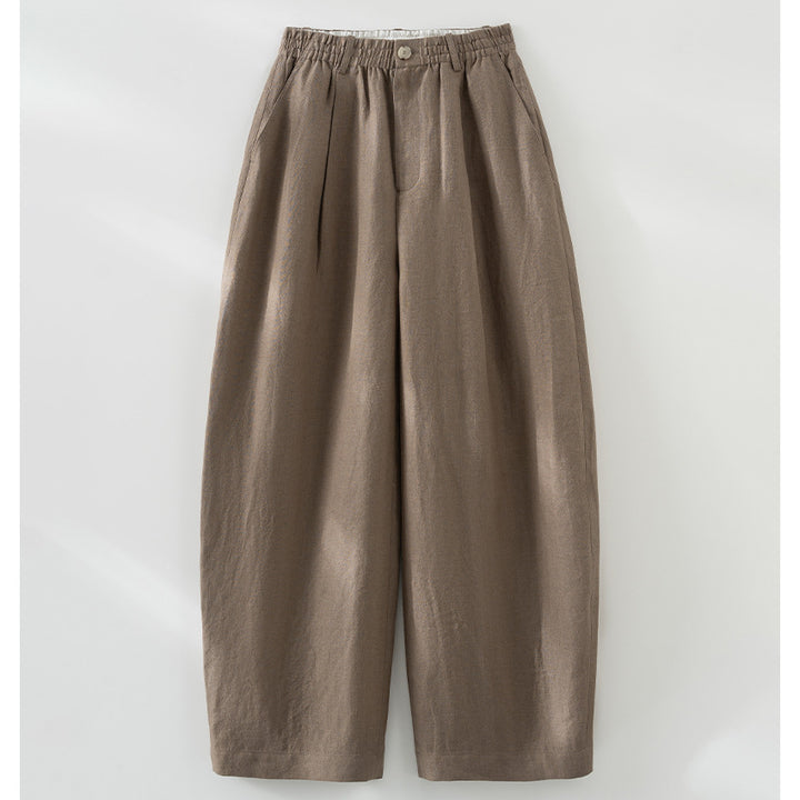 Damen Leinenmix Palazzo-Hose mit hohem Bund, elastischem Einsatz und Eingrifftaschen Echoarchiv