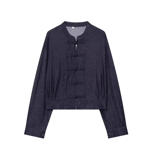 Damen Kurzer Blouson im China‑Stil mit Stehkragen und Zierknoten Echo Archiv